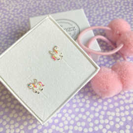 Kinderoorbellen zilver unicorn