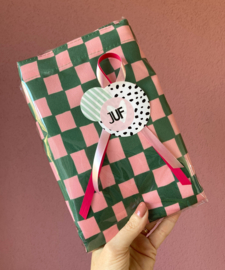 Tas met ruitjes groen/roze