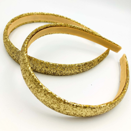 Goudkleurige haarband met glitters medium breed