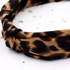 Haarband leopard met knoop