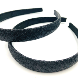 Zwarte haarband met glitters medium breed