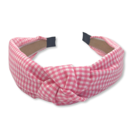 Brede haarband ruit roze