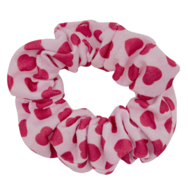 Scrunchie met roze hartjes