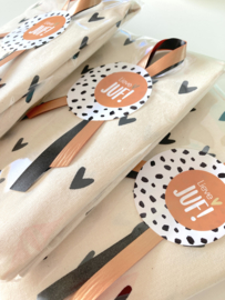 Tas met hartjes ecru/zwart
