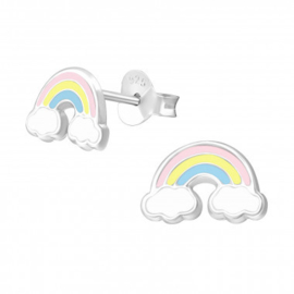 Zilveren Kinderoorbellen – Regenboog wolk