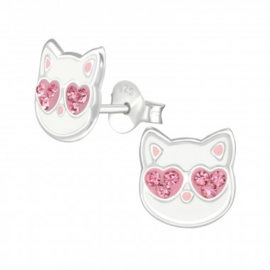 Kinderoorbellen zilver poes