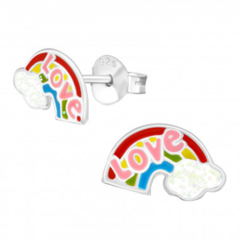 Zilveren Kinderoorbellen – Regenboog love