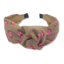 Brede haarband crème bloemen