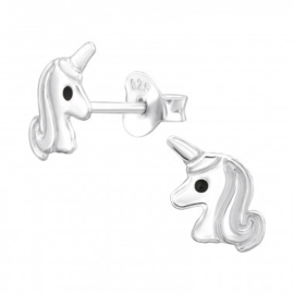 Kinderoorbellen zilver - unicorn effen
