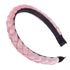 Diadeem met vlecht breed licht roze