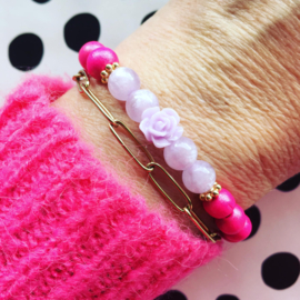 Dames armband roze/lila