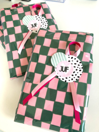 Tas met ruitjes groen/roze