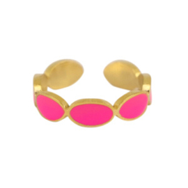 Damesring staal neon pinkgold