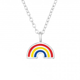 Zilveren Kinderketting hanger | Regenboog
