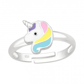 Verstelbaar kinderring regenboog unicorn