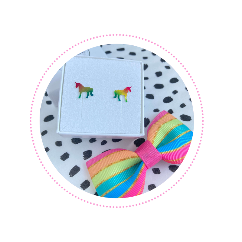 Unicorn oorbellen regenboog