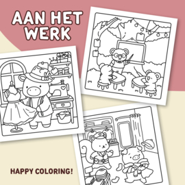 NIEUW! Kleurboek: Aan het werk - 40 Cute & Cozy beroepenbeestjes om in te kleuren