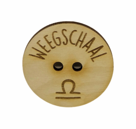 Houten Knoop 40 mm - Sterrenbeeld Weegschaal