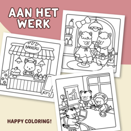 NIEUW! Kleurboek: Aan het werk - 40 Cute & Cozy beroepenbeestjes om in te kleuren