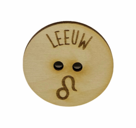 Houten Knoop 40 mm - Sterrenbeeld Leeuw