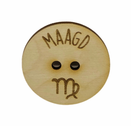 Houten Knoop 40 mm - Sterrenbeeld Maagd
