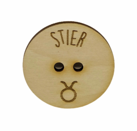 Houten Knoop 40 mm - Sterrenbeeld Stier