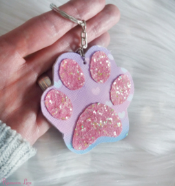 Blue & Pink Love hondenpoot sleutelhanger