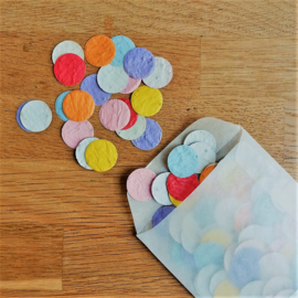 3 gram confettirondjes 2 cm | pastel mix | met sticker