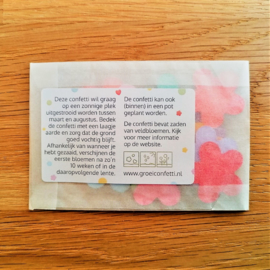 Sticker 6,5 x 4 cm | confetti met zaden van veldbloemen