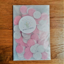 3 gram confettirondjes 2 cm | roze | veldbloemen