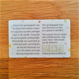 Sticker 6,5 x 4 cm | groeipapier met zaden van veldbloemen