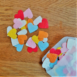 3 gram hartjesconfetti  2 cm | pastel mix | met sticker