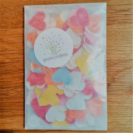 3 gram hartjesconfetti  2 cm | pastel mix | veldbloemen