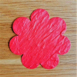 10 x bloem 6 cm |  geel-oranje-rood | met sticker