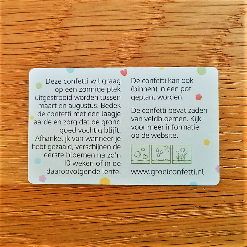 Sticker 6,5 x 4 cm | confetti met zaden van veldbloemen