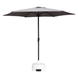 Parasol Ø 300CM + Voet 50L Plastic Wit + LED Verlichting + Beschermhoes Parasol