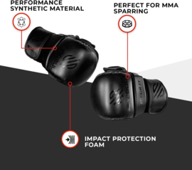 Sanabul Essential 7 oz MMA Hybrid Sparring Gloves - all black