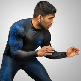 Hayabusa Geo Long Sleeve Rashguard - Black, Blue