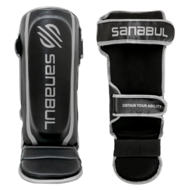 Sanabul Essential Hook and Loop Shin Guards - black/silver