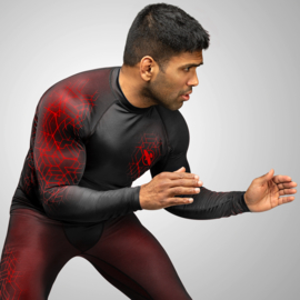 Hayabusa Geo Long Sleeve Rashguard - Black, Red