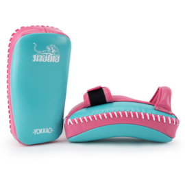 Yokkao Free Style Kicking Pads - Leather - Island / Hot Pink