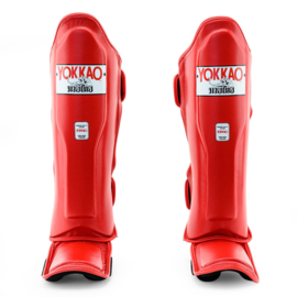 Yokkao Matrix Shin Guards - Leather - Red