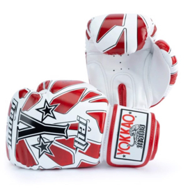 Yokkao - Limited Edition - Broken Bokshandschoenen - Echt Leer - Wit/Rood