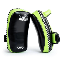 Yokkao Free Style Kicking Pads - Leer - Black / Lime Zest