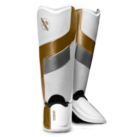 Hayabusa T3 Full-Back Shinguards - White / Gold