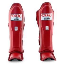 Yokkao Matrix Shin Guards - Leather - Biking Red