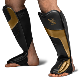 Hayabusa T3 Full-Back Shin Guards - Black / Gold