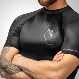 Hayabusa Geo Short Sleeve Rashguard - Zwart, Grijs