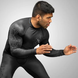 Hayabusa Geo Long Sleeve Rashguard - Zwart, Grijs