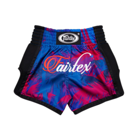 Fairtex Muay Thai Shorts voor Kinderen - "Summer" - Blauw/Zwart/Rood